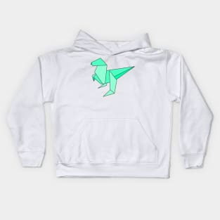 Green origami dinosaur Kids Hoodie